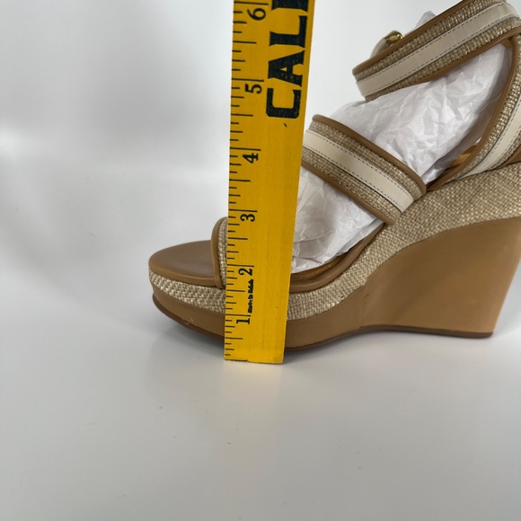 Coach Maralee Wedge Platform Raffia Tan/White  Sz 6B New - Picture 15 of 16